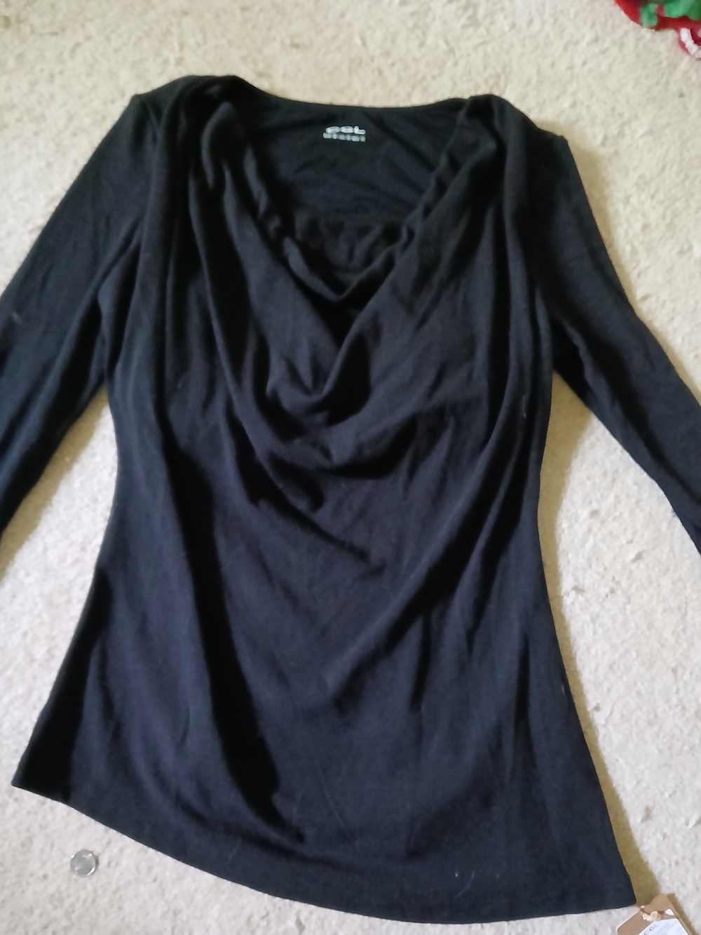 OGL Black Top with Cowl Neck,asymetrical Bottom
